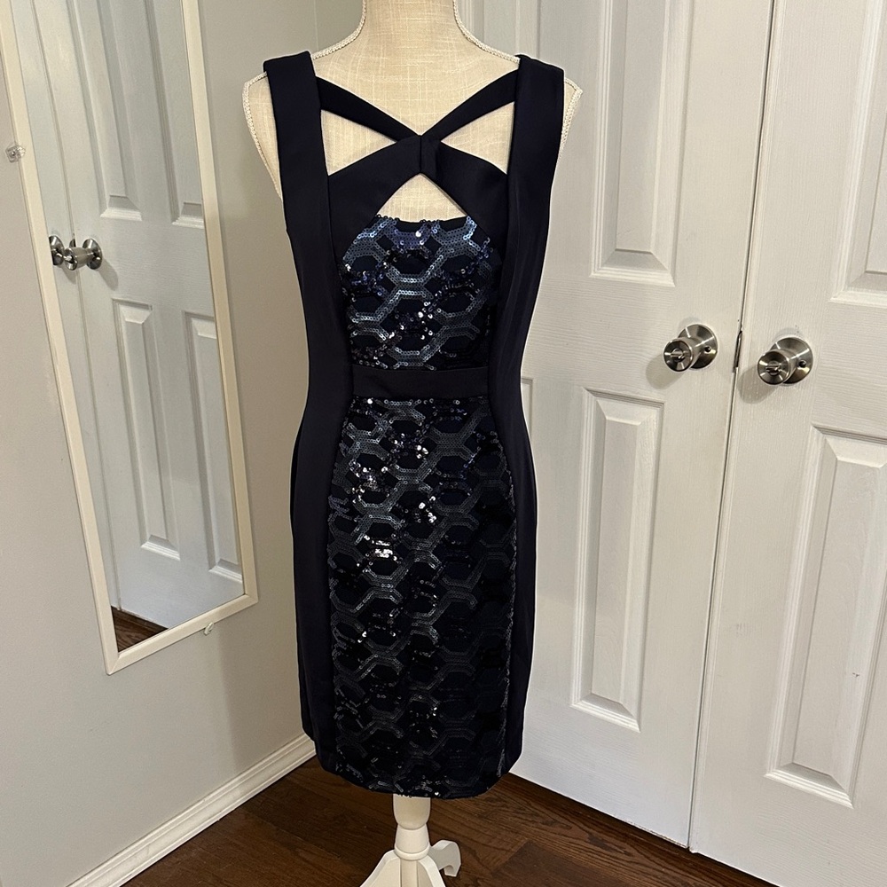 Connected Apparel Navy and Black Mini Dress